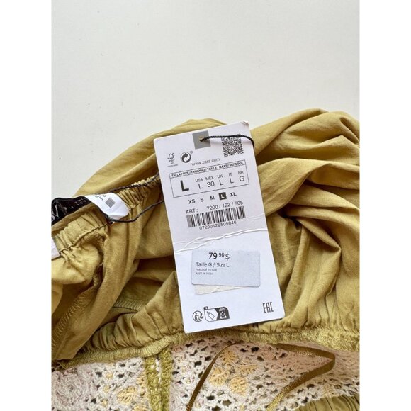 NWT ZARA Olive Green Beaded Cotton Crochet Halter Maxi Dress, Size L - Picture 13 of 16